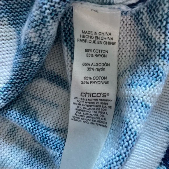 Chico’s sweater Floral Print Women's - Blue and Pink Chicos size 1 US 8 - Picture 7 of 10